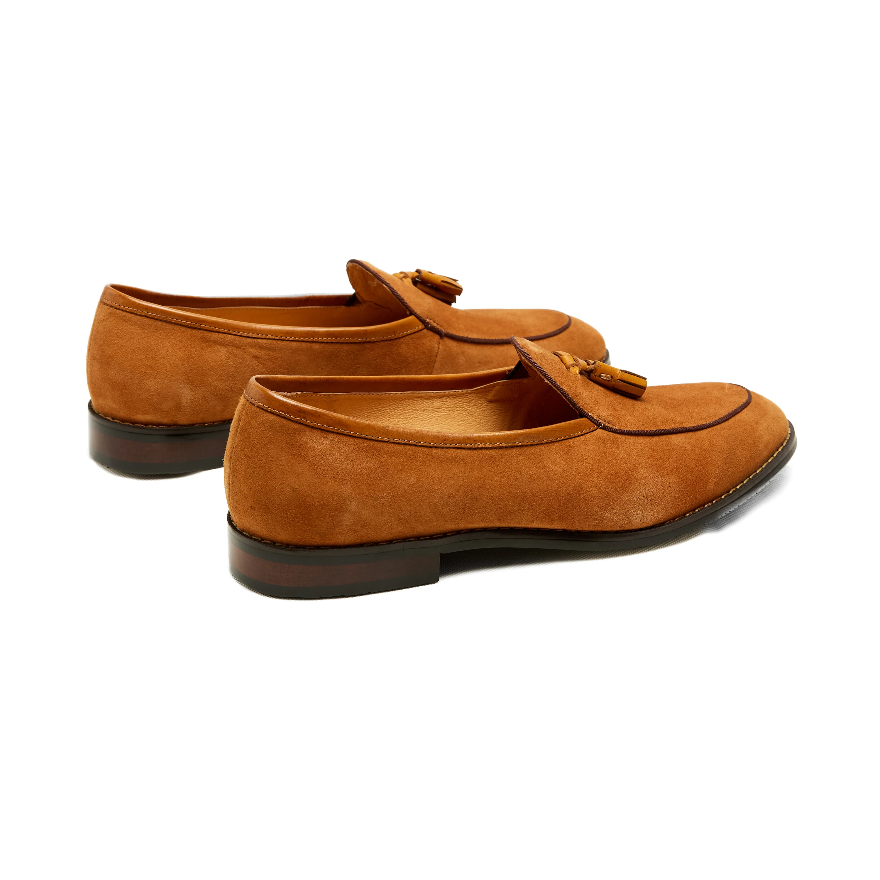 Lupo Bianco Suede Tassel Loafers – Handcrafted Elegance in Tan, Brown & Navy - Image 3