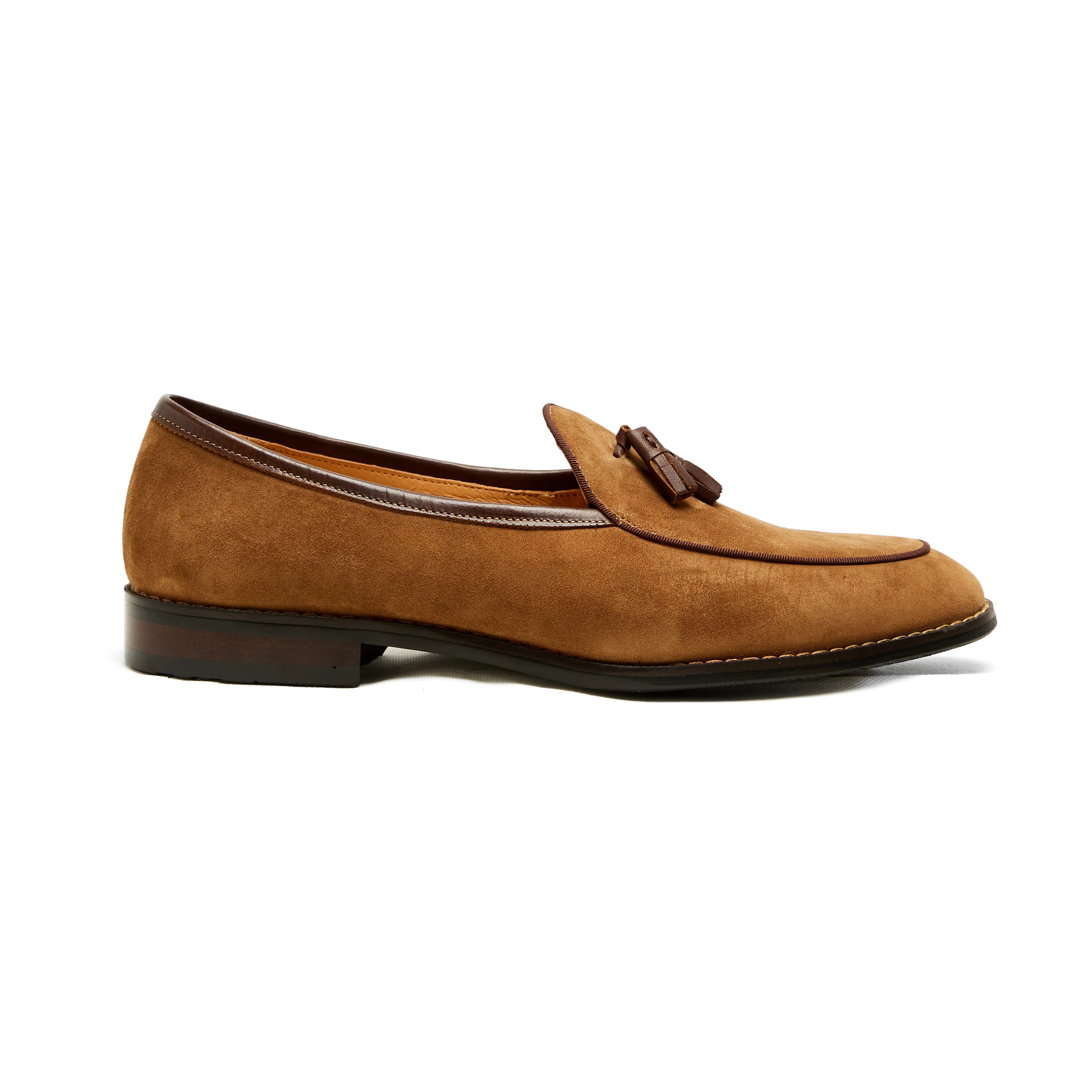 Lupo Bianco Suede Tassel Loafers – Handcrafted Elegance in Tan, Brown & Navy - Image 4