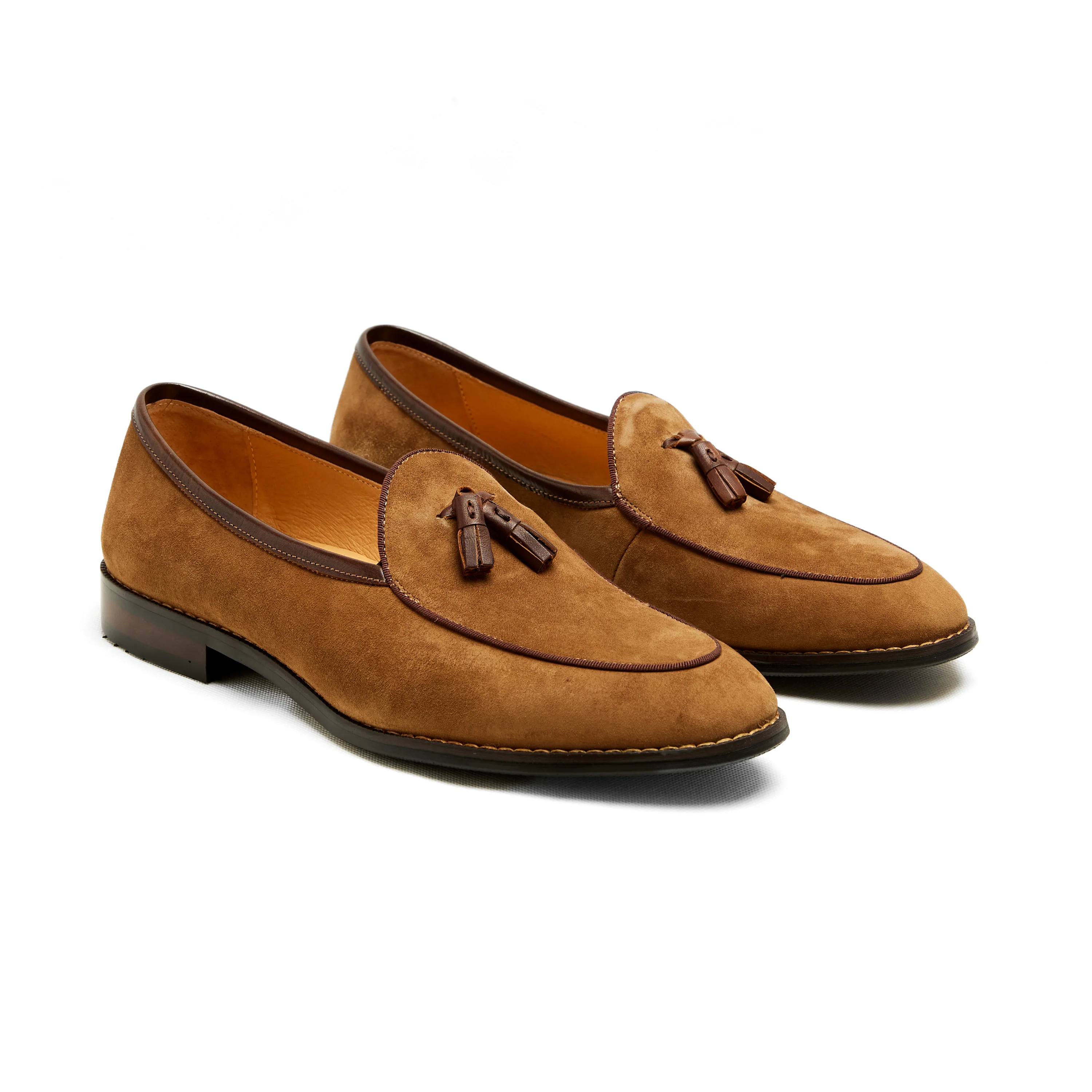Lupo Bianco Suede Tassel Loafers – Handcrafted Elegance in Tan, Brown & Navy - Image 5