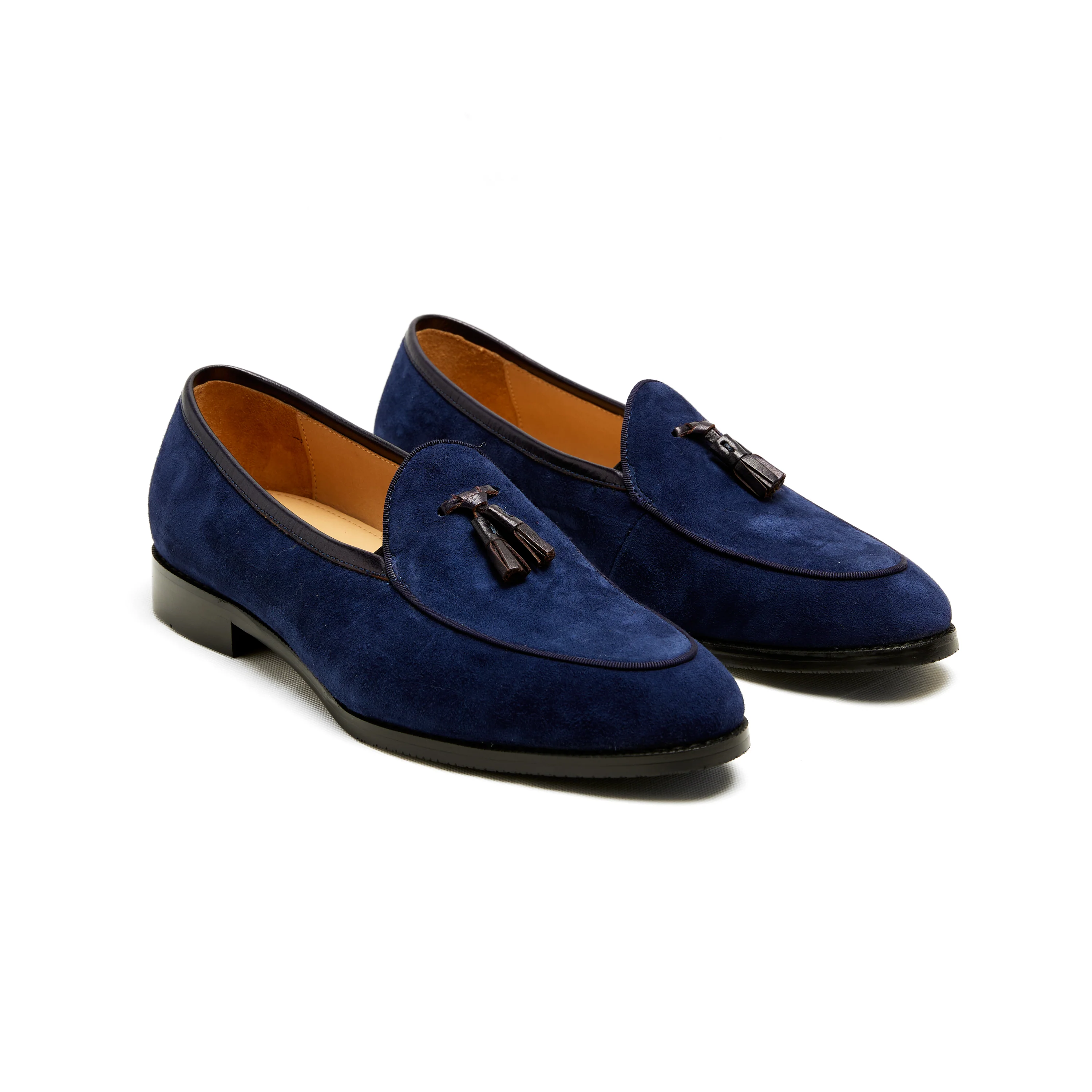 Lupo Bianco Suede Tassel Loafers – Handcrafted Elegance in Tan, Brown & Navy - Image 8