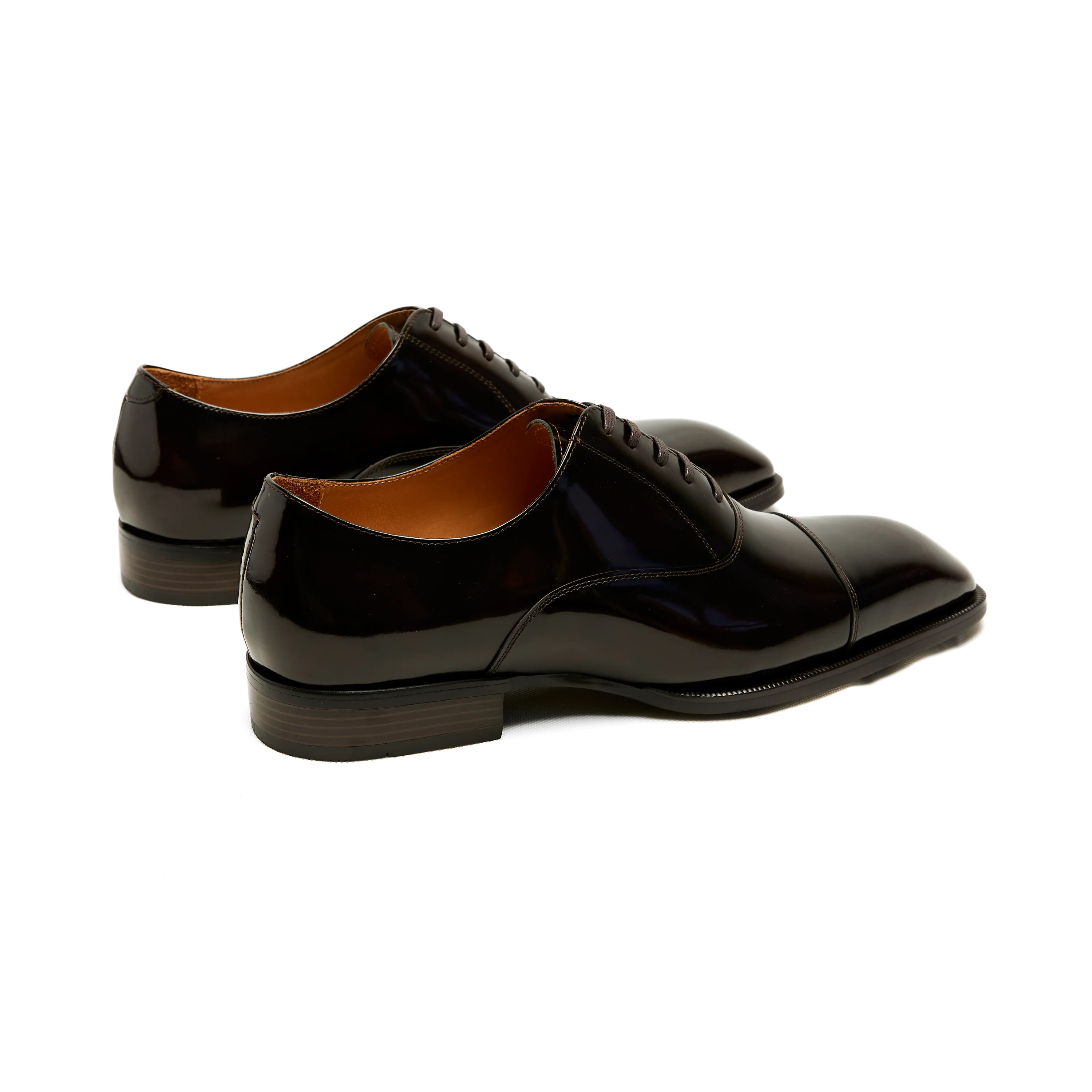 Lupo Bianco Verona Cap-Toe Oxford – Patent Elegance in Black & Espresso - Image 3