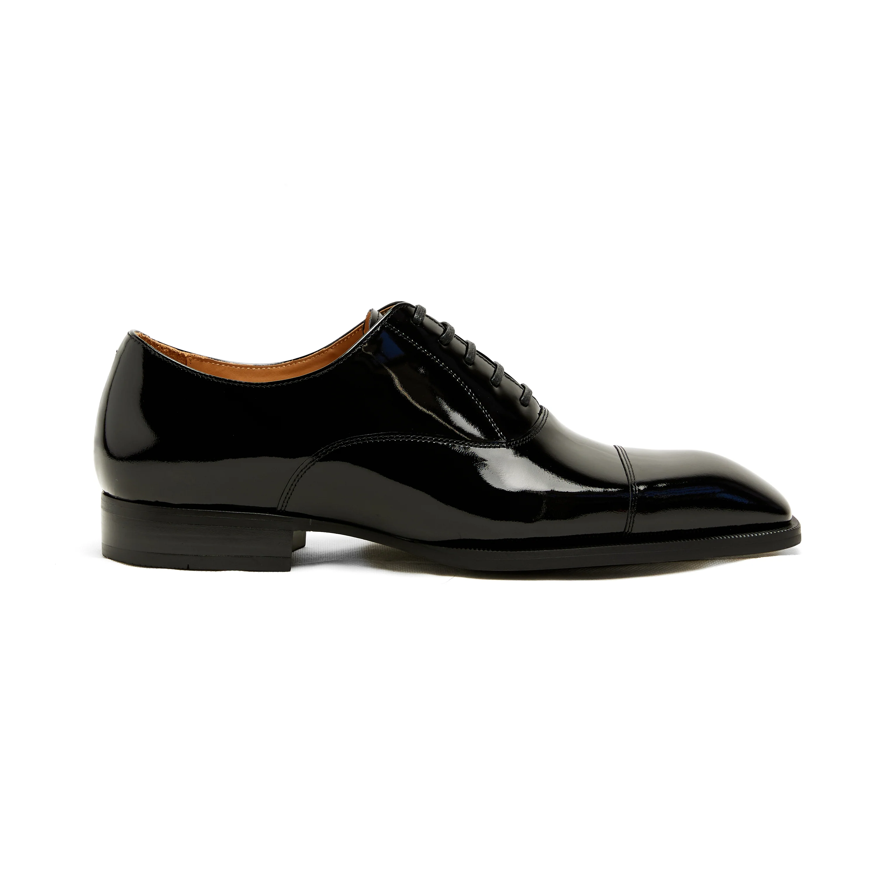Lupo Bianco Verona Cap-Toe Oxford – Patent Elegance in Black & Espresso - Image 4