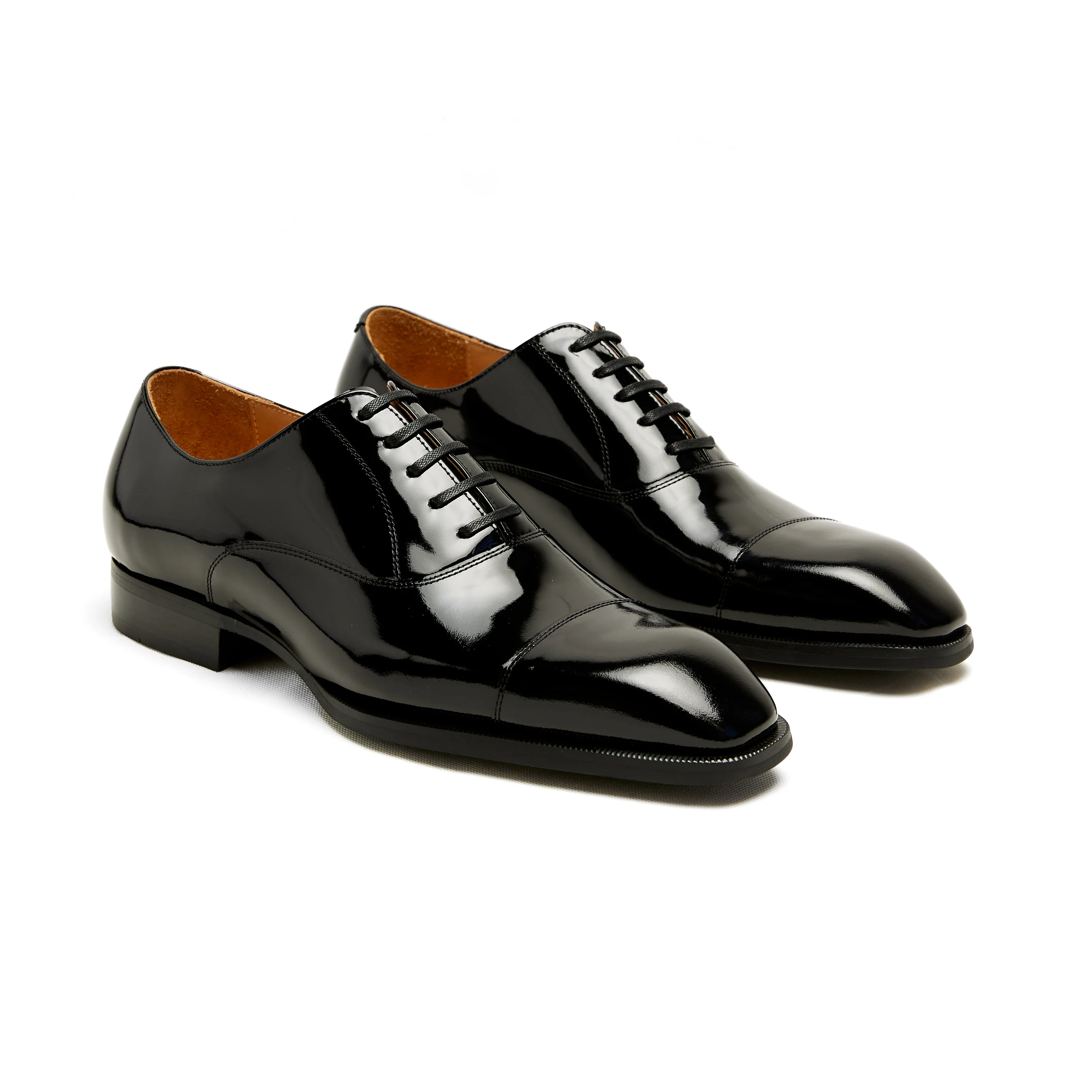 Lupo Bianco Verona Cap-Toe Oxford – Patent Elegance in Black & Espresso - Image 5